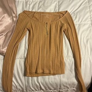 orange aeropostale clip up shirt